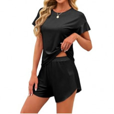 JUSTFASHIONNOW Women's Pajama Set Ruffle Sleeves Top and Short Soft 2 Piece Loungewear Set