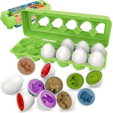 WEEJOYGAM Easter Dinosaur Eggs Toys for Toddlers 1-3, Dino Egg Kids Color Sorting Shape Matching Gam…