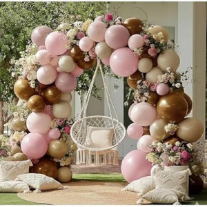 Pink Brown Balloon Arch Kit Double Stuffed Light Dusty Rose Pink Mauve Tan Sand White Cream Nude Balloo…