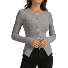 MONCCIZA Women’s Lightweight Sweater Ribbed Knit Button Cardigan Long Sleeve Going Out Top Casual…