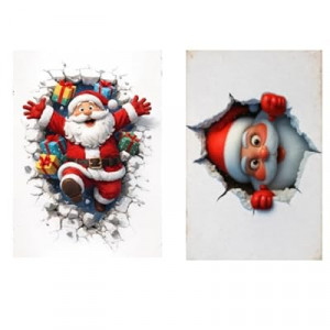 2-pack vintage country style Santa Claus themed metal tin sign decorative plaques - Size: 12 x 8 inc…