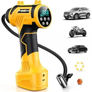 Tire Inflator Portable Air Compressor Built-in Battery - Corded/Cordless Tire Inflator - 9600 mAh & 12V DC,…