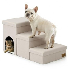 Dog Stairs with Storage, 3-Step Wider Sturdy Dog Steps for Small/Medium/Large Dogs and Old…