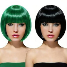 WILLBOND 2 Pieces Short Bob Hair Wigs Colorful Cosplay Costume Wig Party Hairpiece for Women Girls Da…