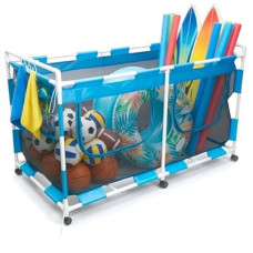 MUSCCCM Pool Float Storage Organizer 288 Gallon Pool Storage Bin - Easy Assembly Mesh Rolling C…