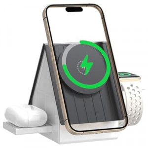 3-in-1 Wireless Charging Station with Soft Touch Night Light, 15W Fast Charger Stand for iPhone, Apple W…