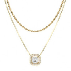 TONTMY STUDIOS Layered Gold Necklace for Women 14K Gold Plated Small Dainty CZ Pendant Layering…