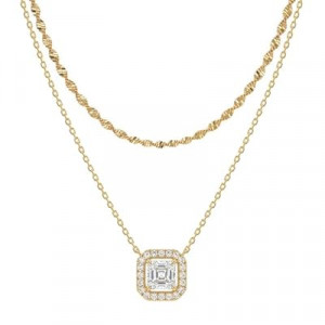 TONTMY STUDIOS Layered Gold Necklace for Women 14K Gold Plated Small Dainty CZ Pendant Layering…