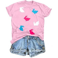 Easter Bunny Shirts for Women Happy Easter Shirts Funny Bunny Graphic Tees Easter Vacation Cloth…