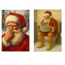 Carastora 2-pack Vintage Christmas Metal Tin Sign Set of Two, measuring 8×12in, featuring Santa Claus. Suit…