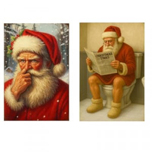Carastora 2-pack Vintage Christmas Metal Tin Sign Set of Two, measuring 8×12in, featuring Santa Claus. Suit…