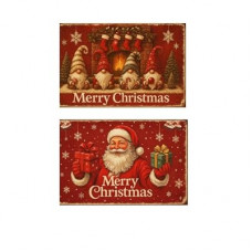 Carastora2-pack Vintage Christmas Metal Tin Sign - 8 x 12in, featuring designs of Santa Claus and an elf. S…