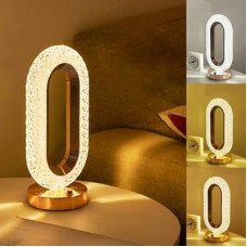 HVZUM Crystal Bedside Lamp, 3-Color & Dimmable LED Desk Lamp with USB-C Rechargeable Battery, T…