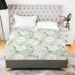 YIYEA Floral Fitted Sheet Only, Premium Double Brushed Microfiber Deep Pocket Fitted Sheet King Size,…