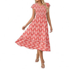 GRACE KARIN 2026 Summer Casual Dresses for Women,Flutter Short Sleeve Wedding Guest Dresses,V Ne…