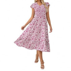 GRACE KARIN 2026 Summer Casual Dresses for Women,Flutter Short Sleeve Wedding Guest Dresses,V Ne…