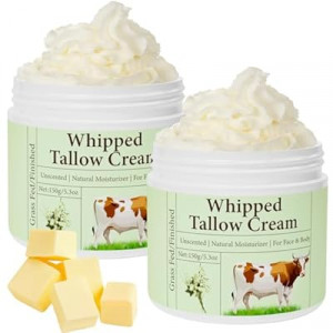 mkzea Beef Tallow for Skin, Beef Tallow, Grass Fed Beef Tallow, Whipped Beef Tallow for Face Mois…
