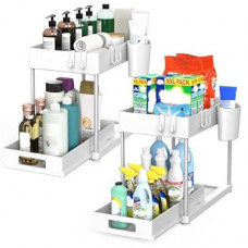MCIJRJOI Under Sink Organizers and Storage, 2 Pack Large Capacity Heavy Load Pull-out Under Sink Shelves w…