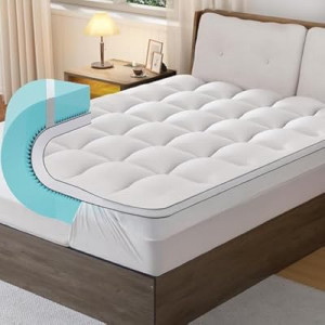 GEMBED 4 Inch Memory Foam Mattress Topper Queen Size - Dual Layer 3 Inch Cooling Gel Memory P…