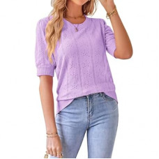 GRACE KARIN Womens Lightweight Thin Summer Pullover Sweater Cute Puff Short Sleeve Tops Pullover Shi…