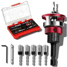 Naerza 7-Piece Countersink Drill Bit Set with Aluminum Alloy Stop Collar, Screwdriver Bit & HSS M2 Tapered…