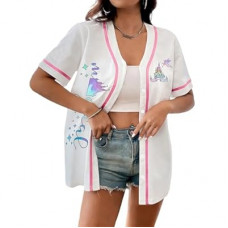 Women Magical Kingdom Jersey Shirt - V Neck Magic Castle Button Up Hawaiian Summer Vacation Trip Ou…