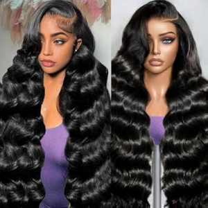 DAFIY 13x6 Body Wave Lace Front Wigs Human Hair Pre Plucked 100% Virgin HD Lace Frontal Wigs Human…