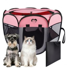 Fetpet Dog Cat Playpen, Portable Foldable Dog Playpen Outdoor/Indoor Tent Crate Cage wi…