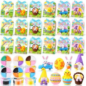 Capoda 18 Sets Easter DIY Craft Kit Easter Air Dry Clay Kit Bunny Eggs DIY Arts and Crafts Modeling Clay…