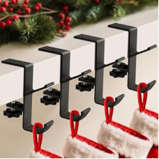 4 Pack Stocking Holders for Mantle for Christmas Decorations,2 in 1 Mantle Garland Holder for Hanging…