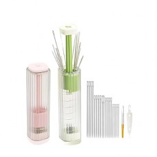 2-Piece Magnetic Needle Case with Pop-Up Design | 20 Hand Sewing Needles (5 Types), Threaders & Sea…