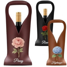 NYLGOXITK Personalized Leather Wine Tote Bag – Custom Name & Birth Flower Wine Bottle Holder, El…