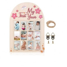 DegoCython Baby First Year Picture Frame - 2D Daisy Wooden 12-Month Photo Display, Newborn Nursery De…