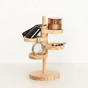 DegoCython Wooden Rotating Display Shelf, 4-Tier 360° Independent Rotating Spiral Organi…