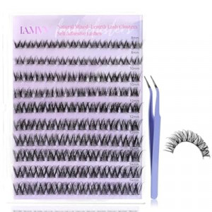 Lash Clusters, Cluster Eyelash Extensions - Self Adhesive Eyelashes, C Curl 8-14mm, Wispy & Natural Lo…