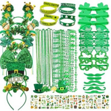 146Pcs Bulk St. Patrick's Day Novelty Jewelry Supplies, St Patricks Day Party Favors Set with Shamrock Gla…