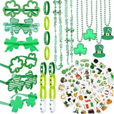 124Pcs St. Patrick's Day Party Favor Set, St Patricks Day Decorations with Shamrock Glasses Necklaces Bracel…