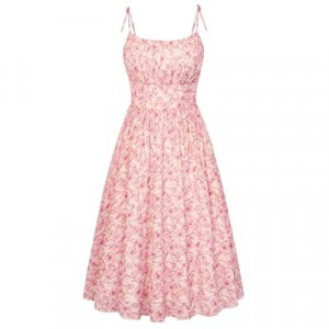 Belle Poque Floral Dress for Women Spaghetti Strap Midi Sundress 2026 Summer Spring Casual Dresses with…