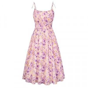 Belle Poque Floral Dress for Women Spaghetti Strap Midi Sundress 2026 Summer Spring Casual Dresses with…