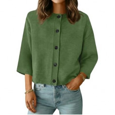 Saodimallsu Womens Short Sleeve Cardigan Sweaters Crew Neck Button Down Lightweight Casual Summer…