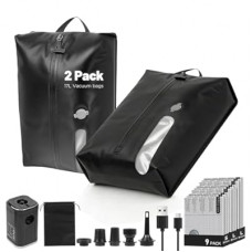 11-Pack Travel Vacuum Bags with Pump, 2×17L TPU IP67 Waterproof Vacuum Seal Bags + 9 PA&PE Comp…