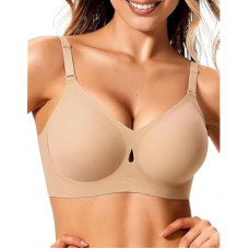 Jelly Wireless Bras for Women Sexy Comfortable Bra Bralettes V Neck No Underwire Bras Push Up Everyday S…