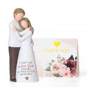 Veroola Love Figurines Romantic Gifts for Her, Hand Painted Sweet Loving Together Couple Sculpture Statue,…