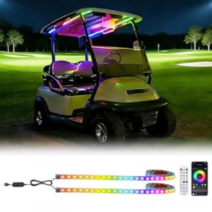 USB Powered Golf Cart LED Strip Lights, 47.24” Dreamcolor RGB with APP & Remote, IP68 Waterproof, M…