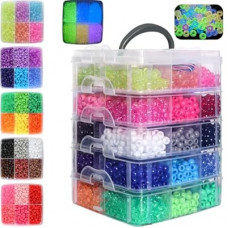 JULIMAIDONG 5800Pcs Glow in The Dark Pony Beads Bulk,30 Colors Rainbow Kandi Bead for Hair Braidi…