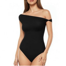 MANGOPOP Women's Off The Shoulder Double Lined Bodysuit Versatile Thong Body Suit Going O…