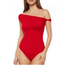 MANGOPOP Women's Off The Shoulder Double Lined Bodysuit Versatile Thong Body Suit Going O…