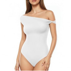 MANGOPOP Women's Off The Shoulder Double Lined Bodysuit Versatile Thong Body Suit Going O…