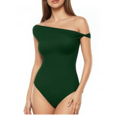 MANGOPOP Women's Off The Shoulder Double Lined Bodysuit Versatile Thong Body Suit Going O…