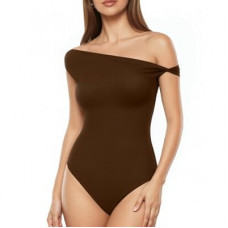 MANGOPOP Women's Off The Shoulder Double Lined Bodysuit Versatile Thong Body Suit Going O…